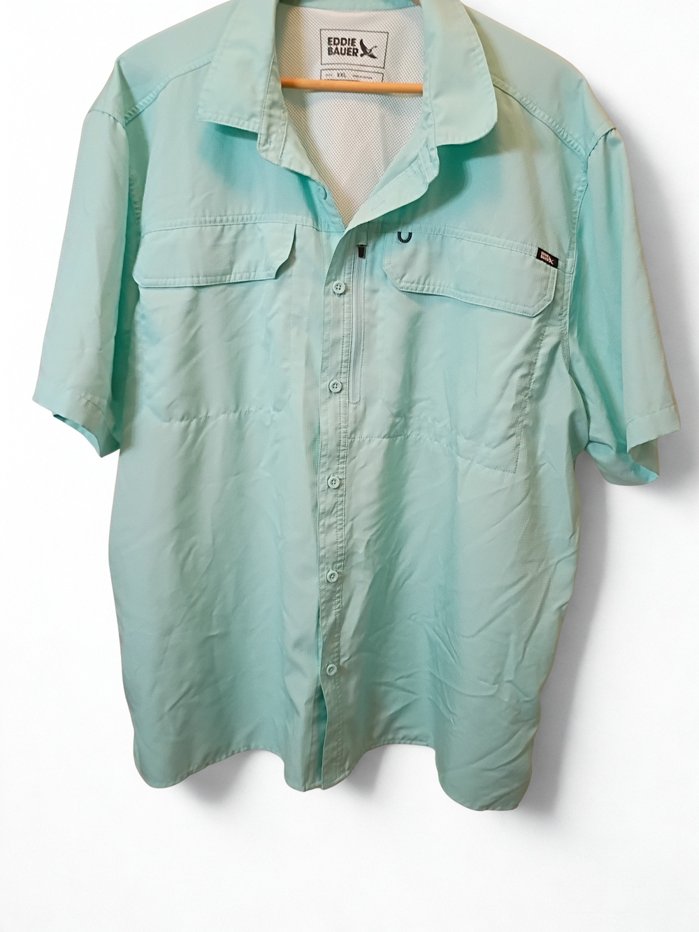 New Eddie Bauer Men’s XXL Outdoor Tech Shirt Green Short Sleeve Relaxed Fit